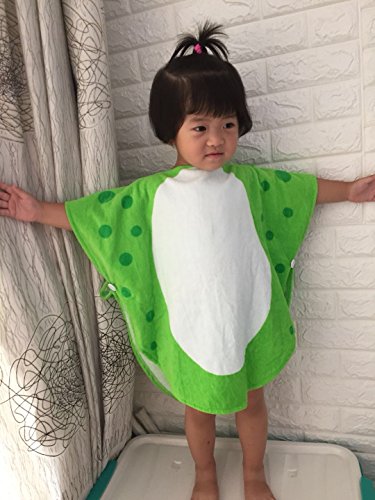 Children Bath Towel Robe Kids Hooded Beach Swimming Poncho Dinosaur Pattern (Green, S)