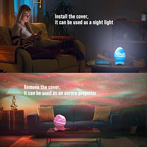 Dinosaur Egg Star Northern Lights Projector for Kids with Bluetooth and White Noise