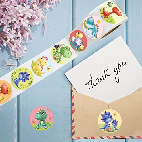 Dinosaur Stickers for Kids 500pcs Birthday Classroom Dinosaur Party Favor Supply Roll Sticker Reward Decoration