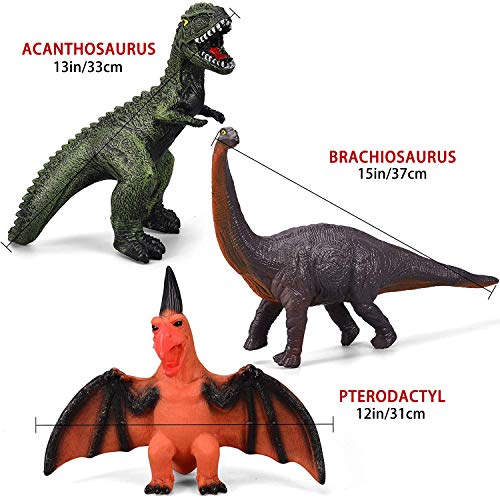 6 Piece Dinosaur Set Toys for Kids and Toddlers, Blue Velociraptor T-Rex Triceratops, Large Soft Dinosaur Toys Set for Dinosaur Lovers