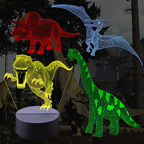 3D Dinosaur Night Light for Kids with16 Colors, 4 Patterns and Smart Touch