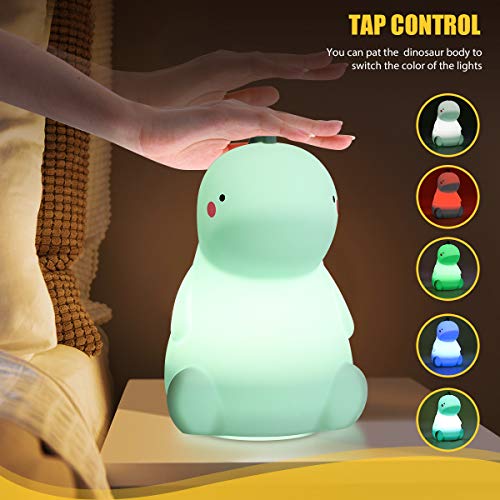 Dinosaur Night Light for Kids,  Color Changing Silicone Baby Night Light with Touch Sensor, Portable Rechargeable LED Bedside Nursery Lamp