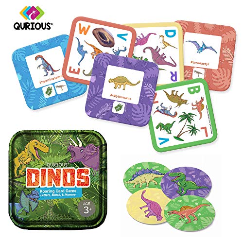 Qurious Dinos | STEM Flash Card Game | Build, Find, Match & Roar Through Millions of Years of History. Perfect for Jurassic, Dinosaur and T-Rex Enthus