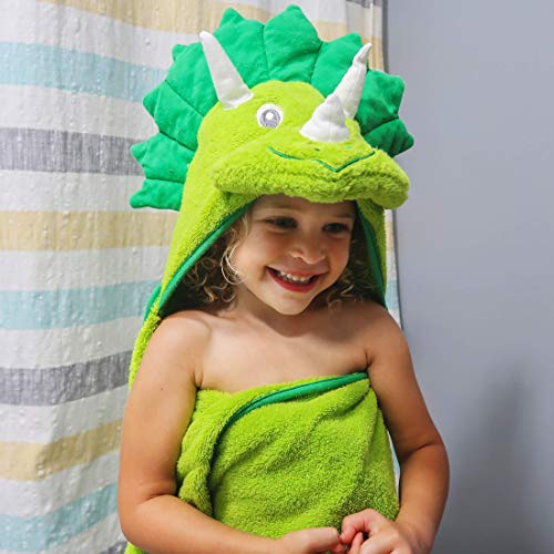 Premium Hooded Towel for Kids | Dinosaur Design | Ultra Soft and Extra Large | 100% Cotton Bath Towel with Hood for Girls & Boys by Little Tinkers World