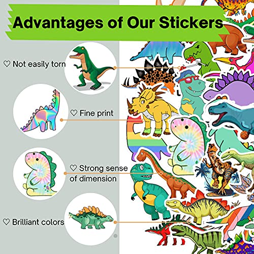 50PCS Waterproof Stickers for Water Bottle Notebook Camping, Dinosaur Theme Non-Repeating Vinyl Holiday Party Stickers