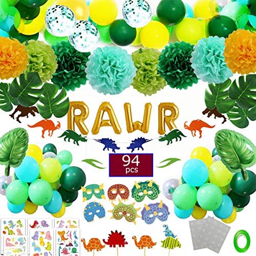 Funnlot Dinosaur Party Decor 94PCS Dinosaur Decorations Dinosaur Decorations For Birthday Party Dinosaur Birthday Party Decorations&Balloons for Dino Themed Kid's Party,Shower,Celebration