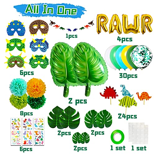 Funnlot Dinosaur Party Decor 94PCS Dinosaur Decorations Dinosaur Decorations For Birthday Party Dinosaur Birthday Party Decorations&Balloons for Dino Themed Kid's Party,Shower,Celebration