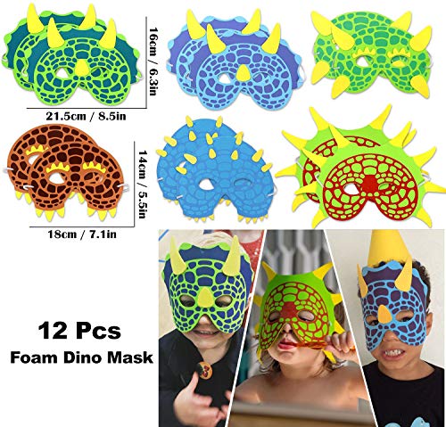 64 Pcs Dinosaur Party Favor Dinosaur Slap Bracelets Masks Keychains Rings Temporary Tattoos for Boys Kids Dinosaur Themed Birthday Party Supplies Treat Dino Pinata Goodie Bag Fillers