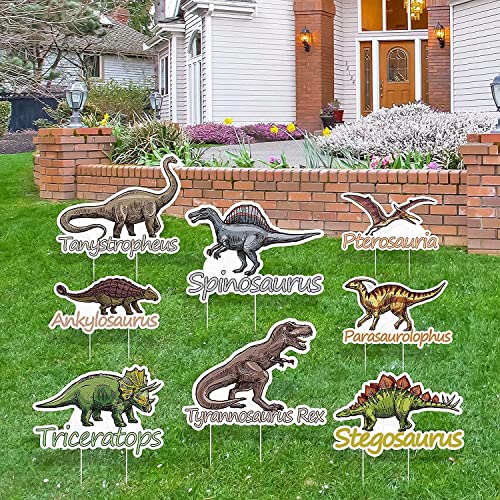 8 Pcs Outdoor Dinosaur Yard Signs for Birthday Party Decorations