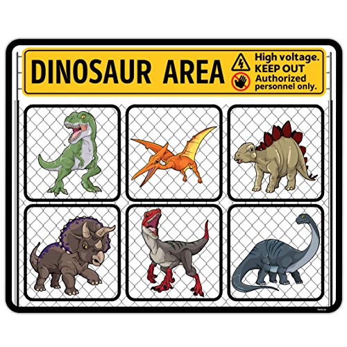 Aluminum Dinosaur Sign Keep Out - 13 x 16 Inches