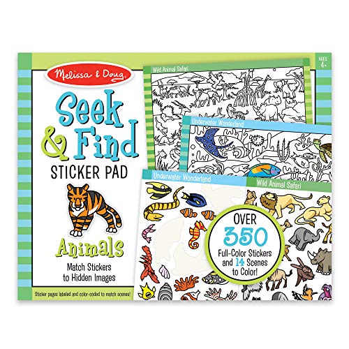 Melissa & Doug Seek and Find Sticker Pad â€“ Animals (400+ Stickers, 14 Scenes to Color)